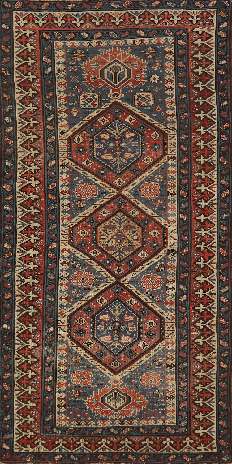Pre-1900 Antique Kazak Oriental Rug 4x8