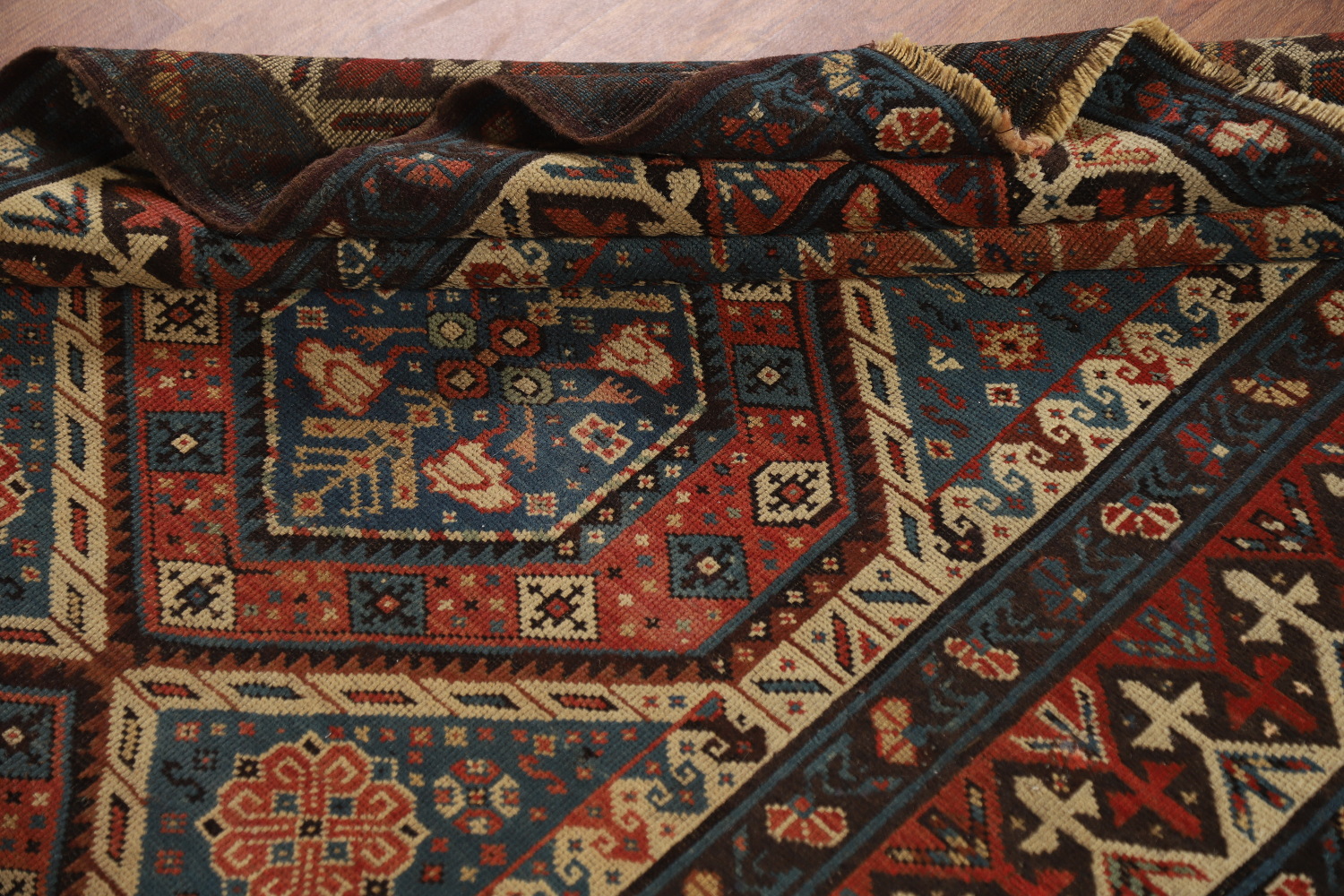 Pre-1900 Antique Kazak Oriental Rug 4x8