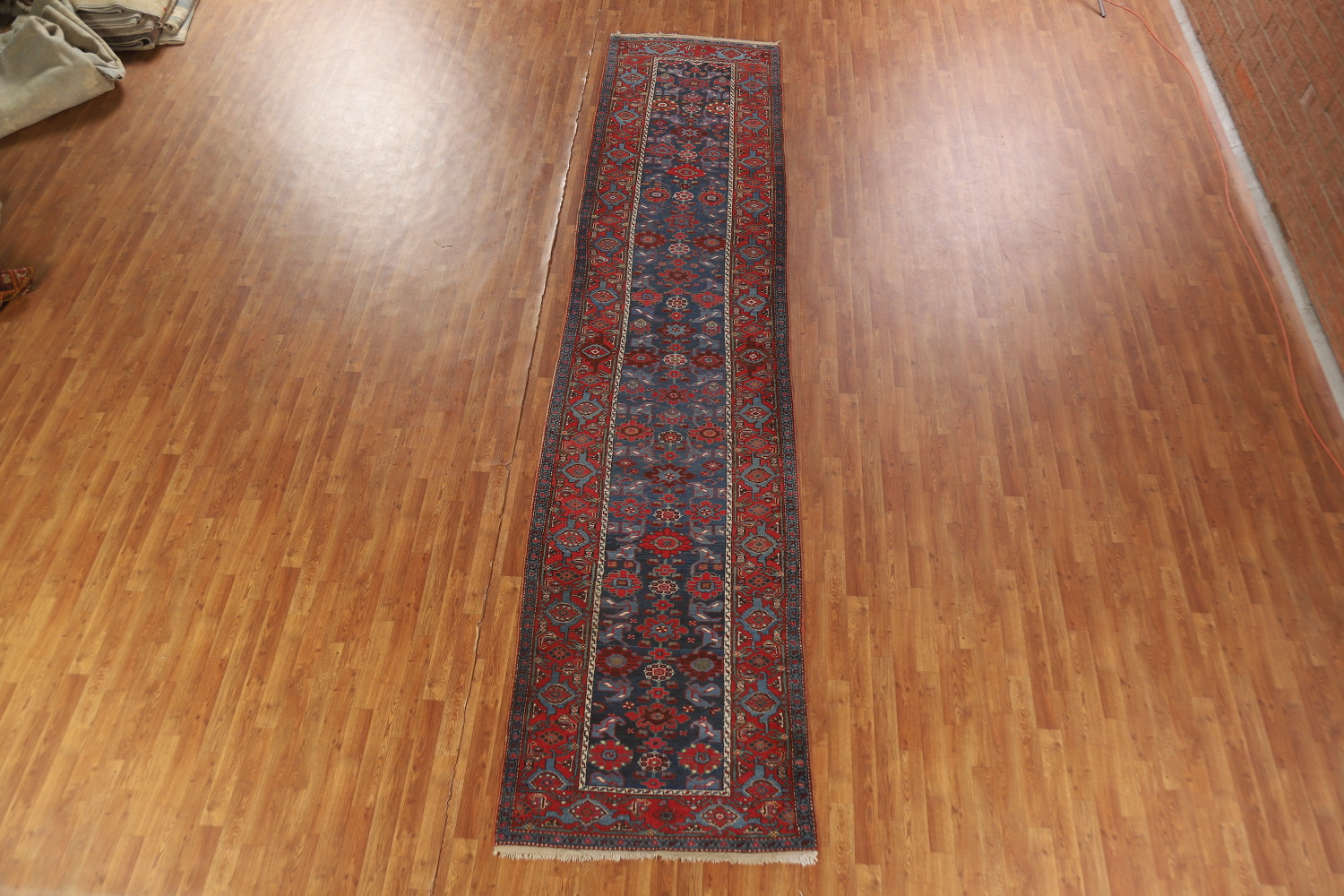 Antique Vegetable Dye Heriz Bakhshayesh Persian Runner Rug 3x16