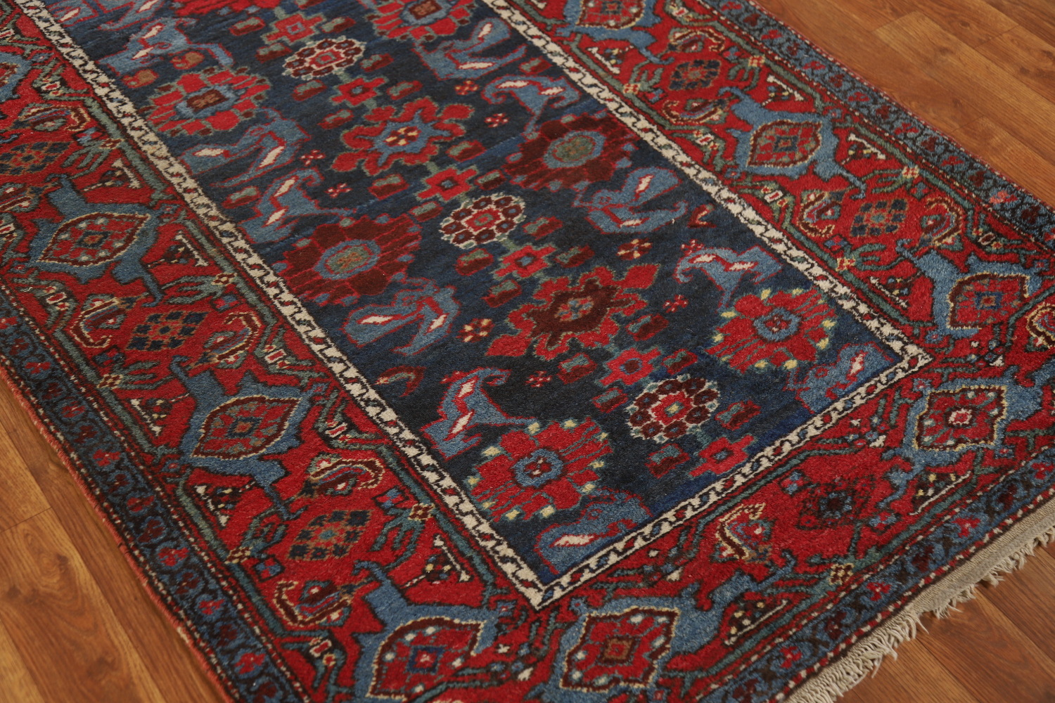 Antique Vegetable Dye Heriz Bakhshayesh Persian Runner Rug 3x16