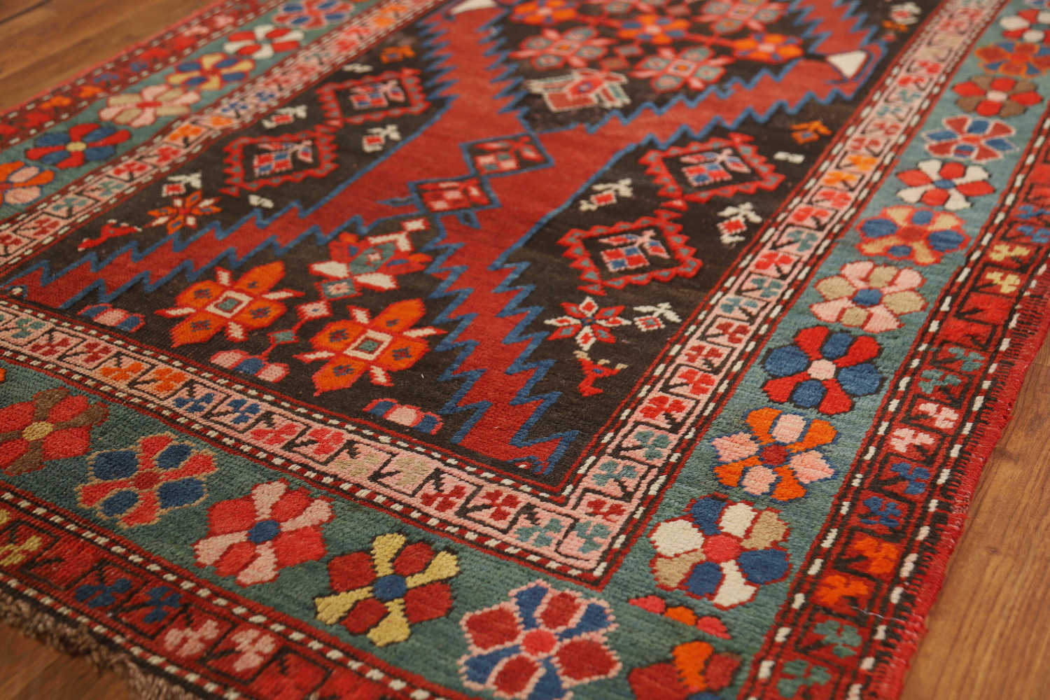 Pre-1900 Antique Kazak Vegetable Dye Runner Rug 3x12