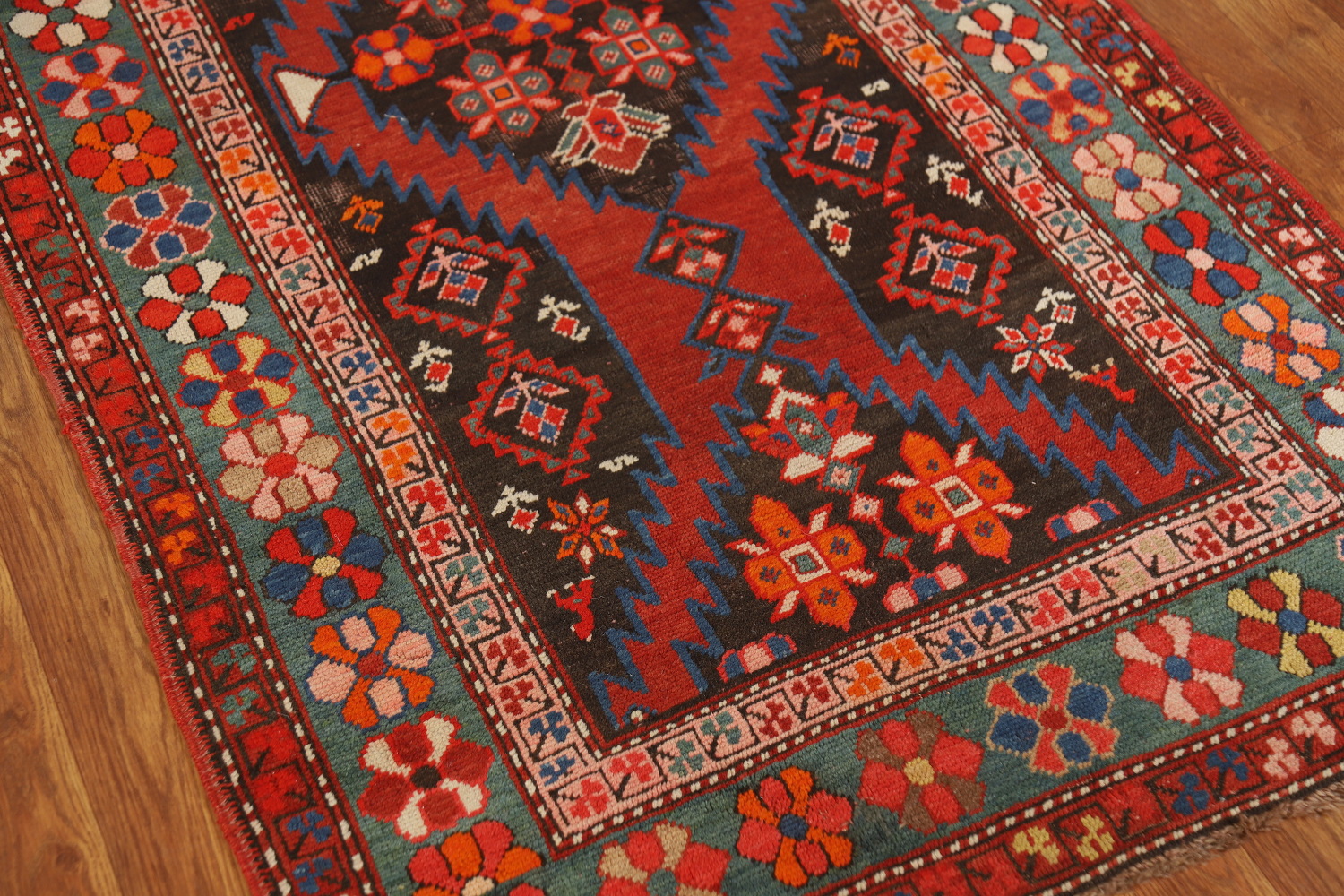 Pre-1900 Antique Kazak Vegetable Dye Runner Rug 3x12