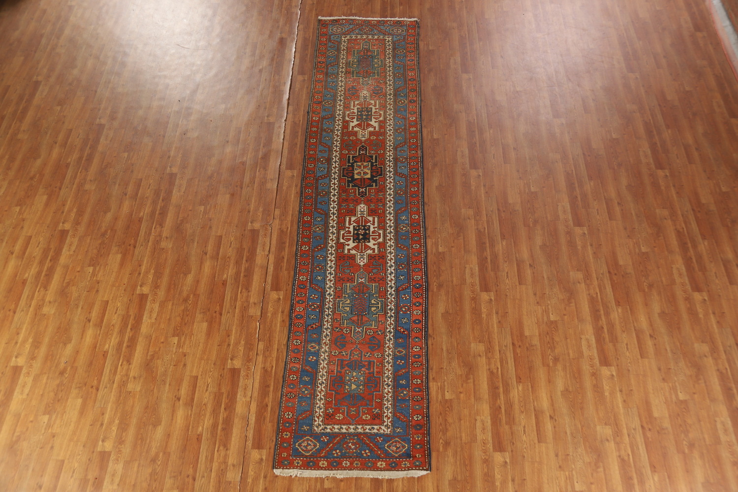 Vegetable Dye Antique Heriz Serapi Persian Runner Rug 3x13