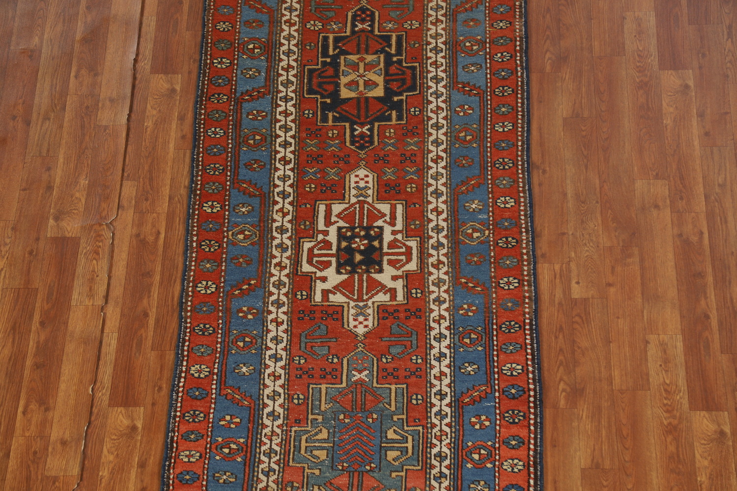Vegetable Dye Antique Heriz Serapi Persian Runner Rug 3x13