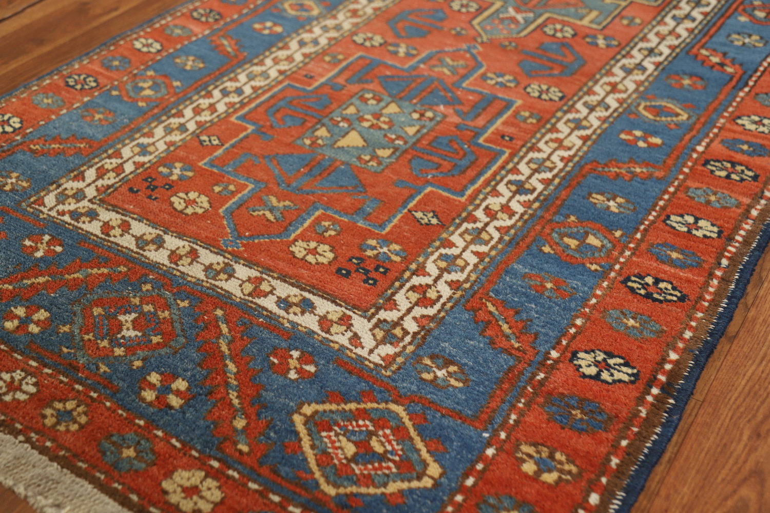 Vegetable Dye Antique Heriz Serapi Persian Runner Rug 3x13