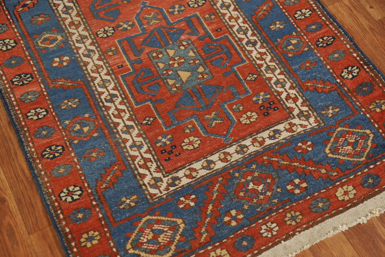 Vegetable Dye Antique Heriz Serapi Persian Runner Rug 3x13