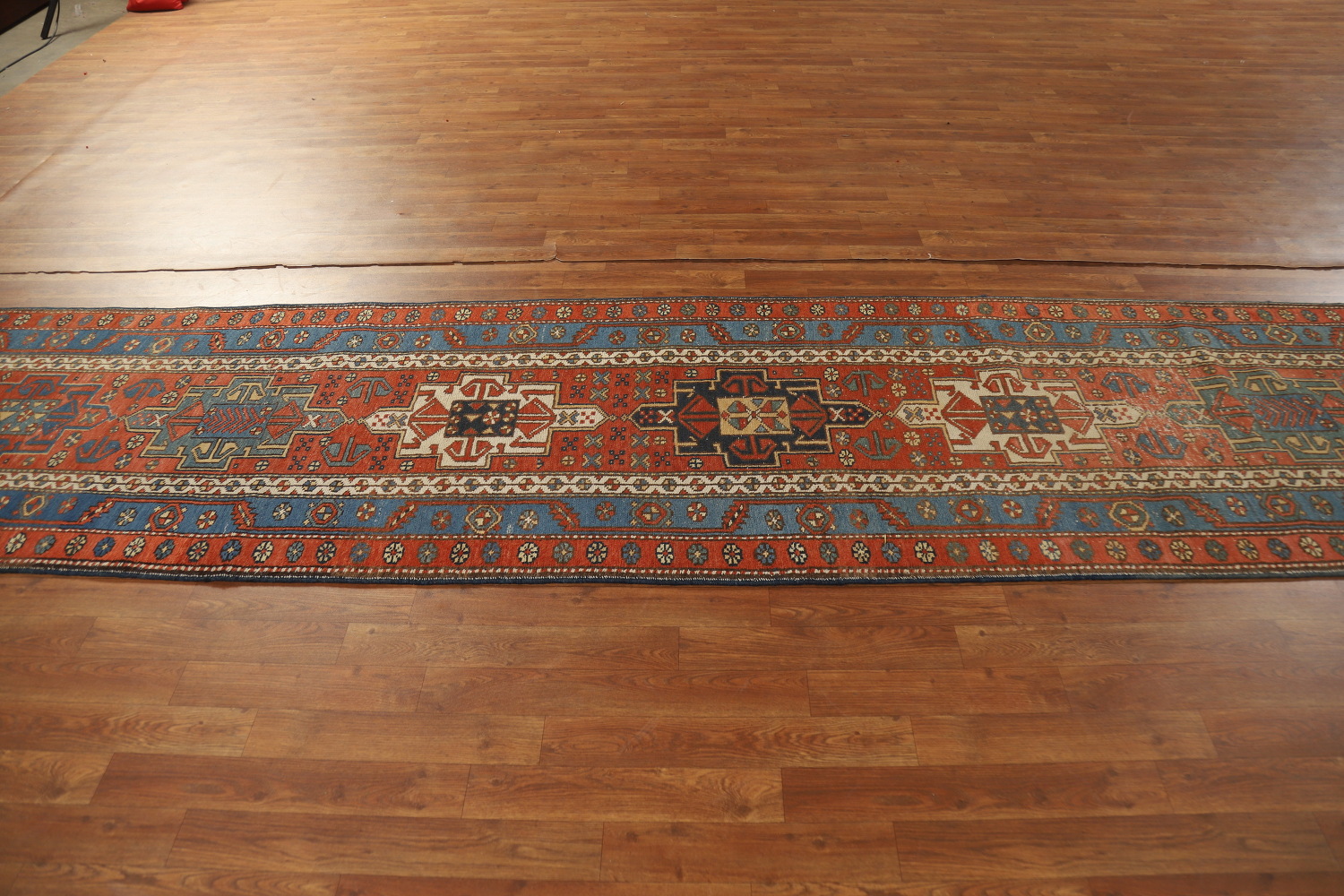 Vegetable Dye Antique Heriz Serapi Persian Runner Rug 3x13