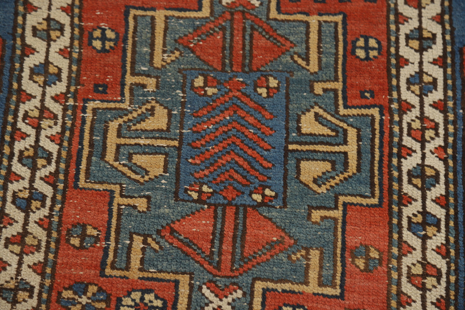 Vegetable Dye Antique Heriz Serapi Persian Runner Rug 3x13