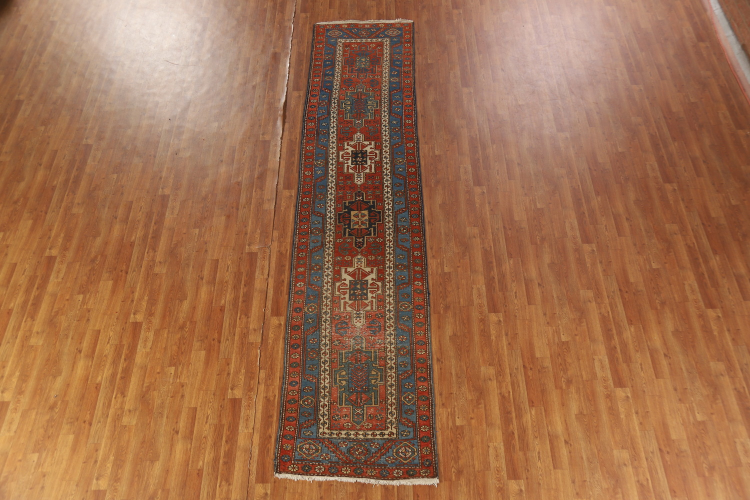 Vegetable Dye Antique Heriz Serapi Persian Runner Rug 3x13