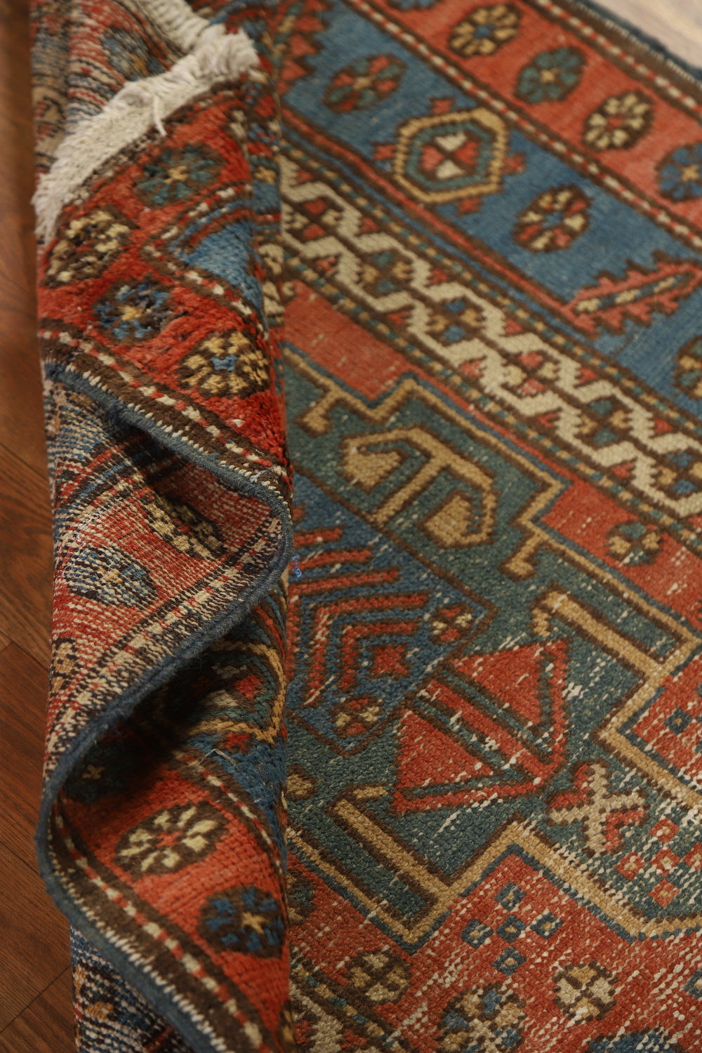 Vegetable Dye Antique Heriz Serapi Persian Runner Rug 3x13