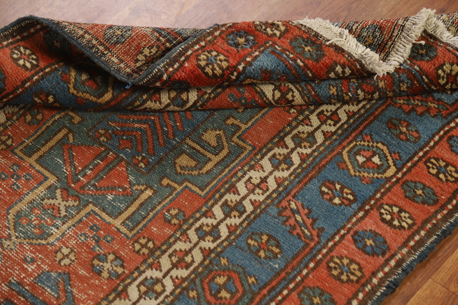 Vegetable Dye Antique Heriz Serapi Persian Runner Rug 3x13