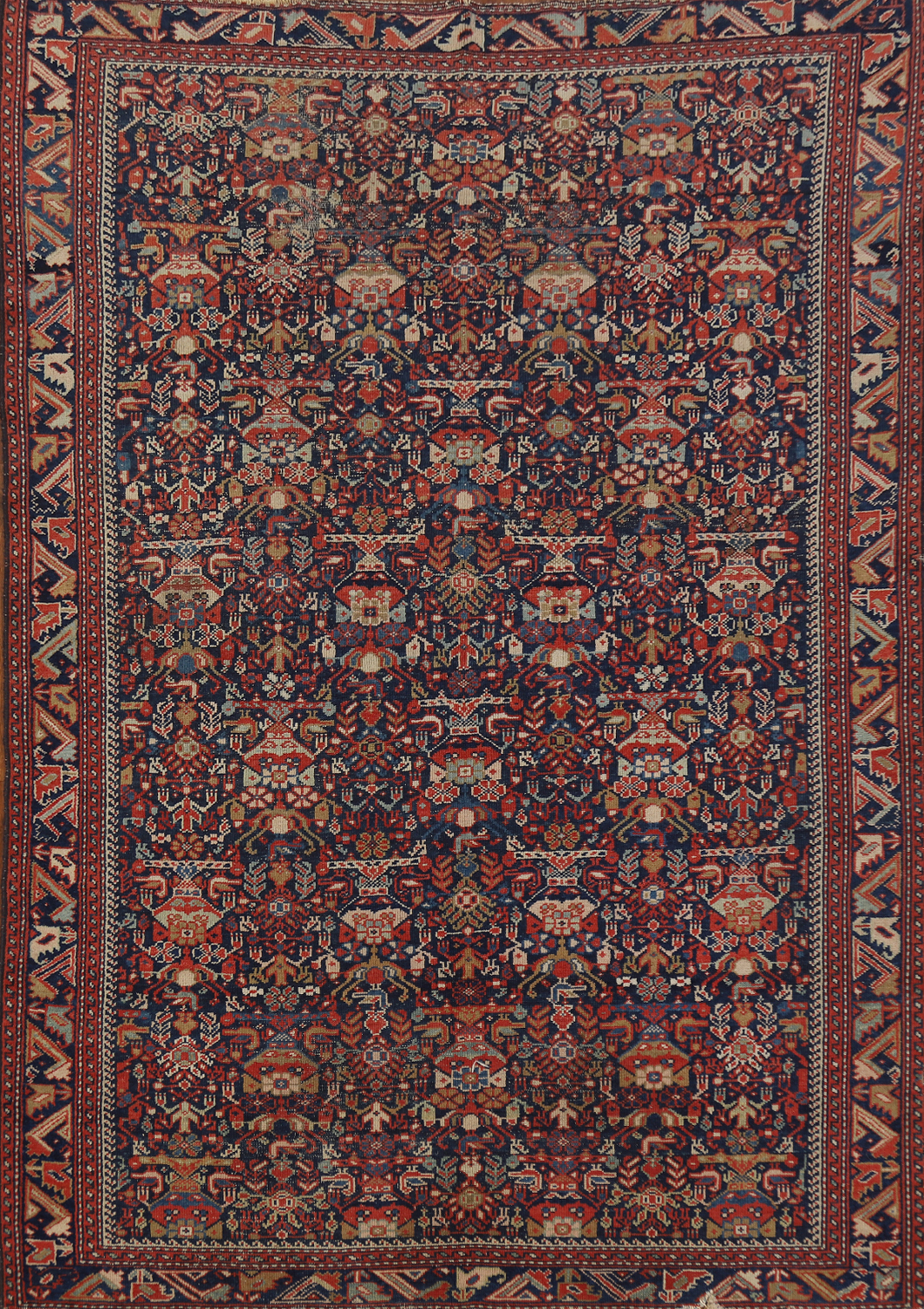 Pre-1900 Antique Vegetable Dye Malayer Persian Rug 4x6