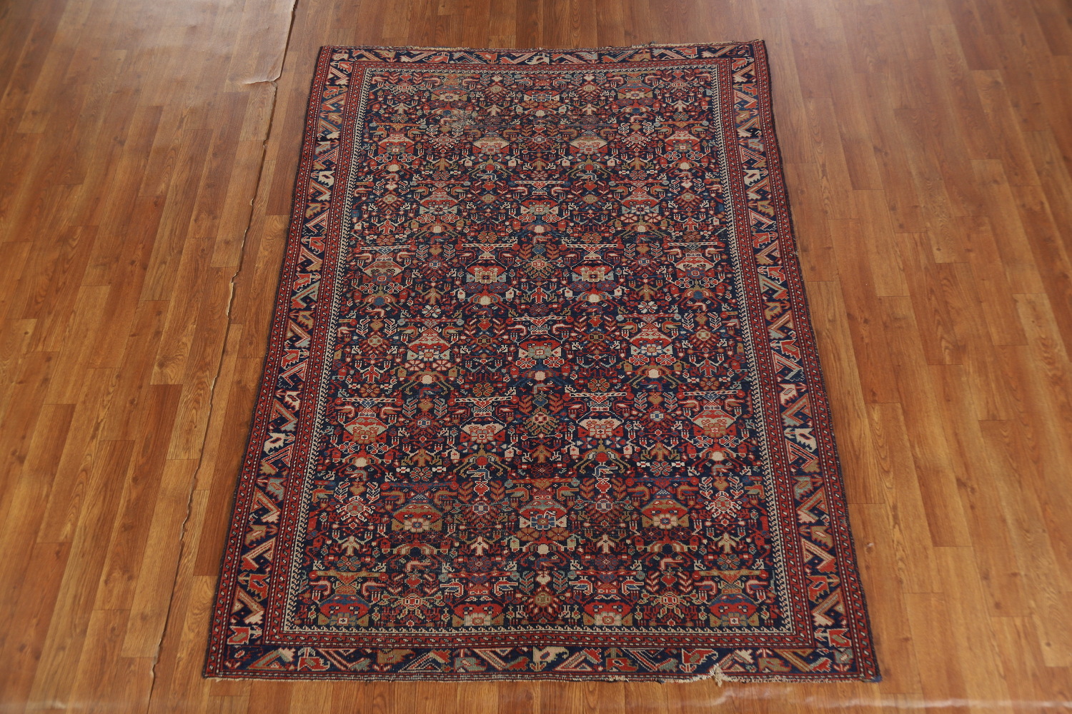 Pre-1900 Antique Vegetable Dye Malayer Persian Rug 4x6
