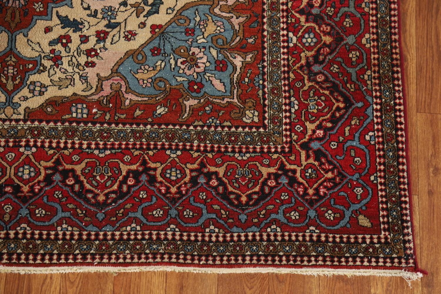 Pre-1900 Antique Vegetable Dye Isfahan Ahmad Persian Rug 4x7