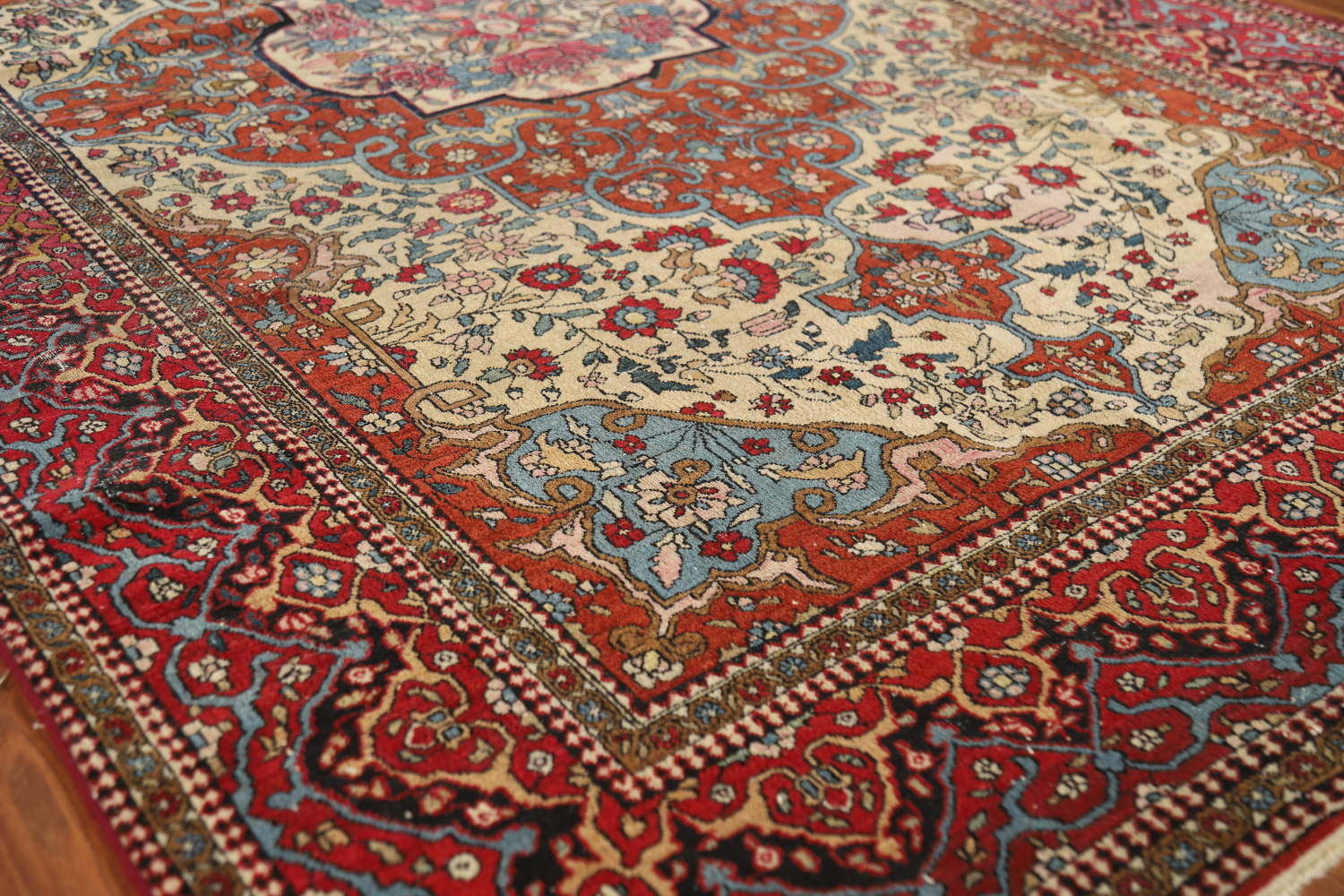 Pre-1900 Antique Vegetable Dye Isfahan Ahmad Persian Rug 4x7