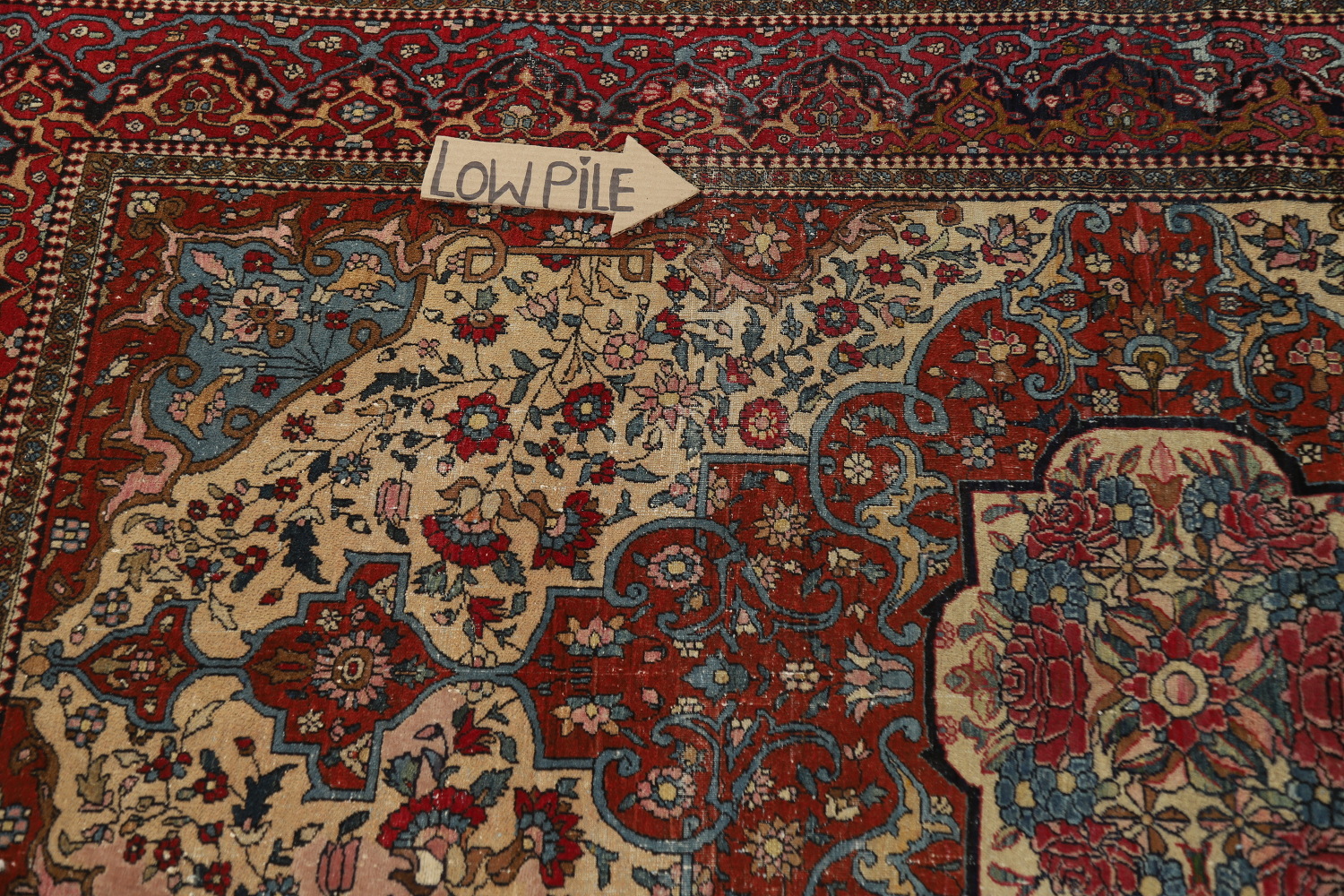 Pre-1900 Antique Vegetable Dye Isfahan Ahmad Persian Rug 4x7