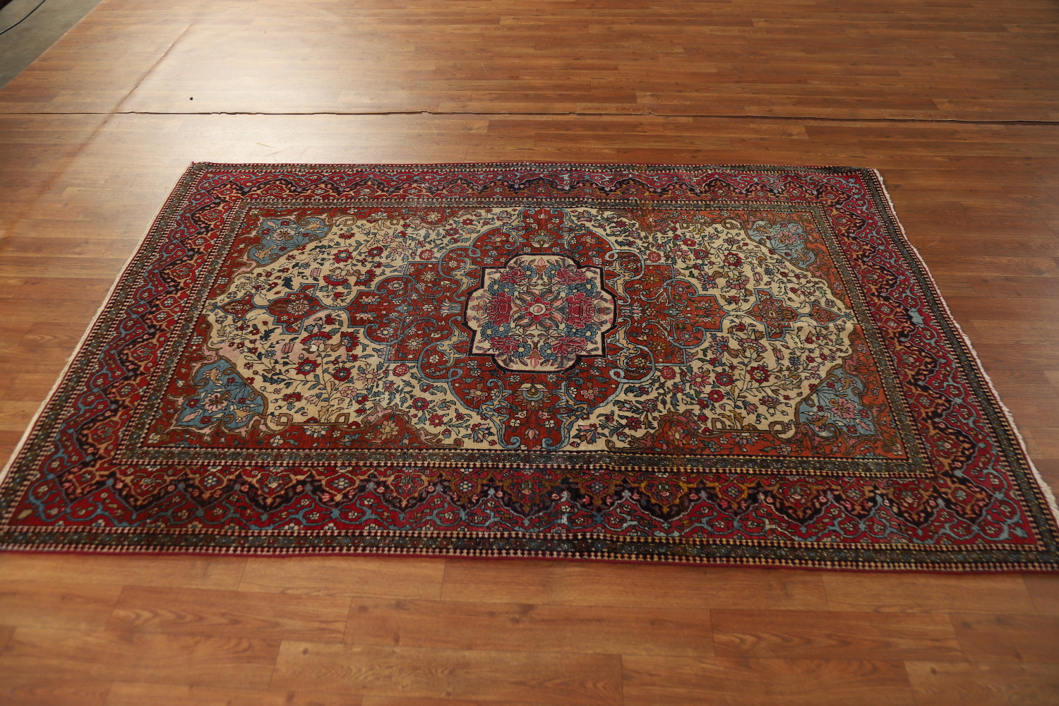 Pre-1900 Antique Vegetable Dye Isfahan Ahmad Persian Rug 4x7