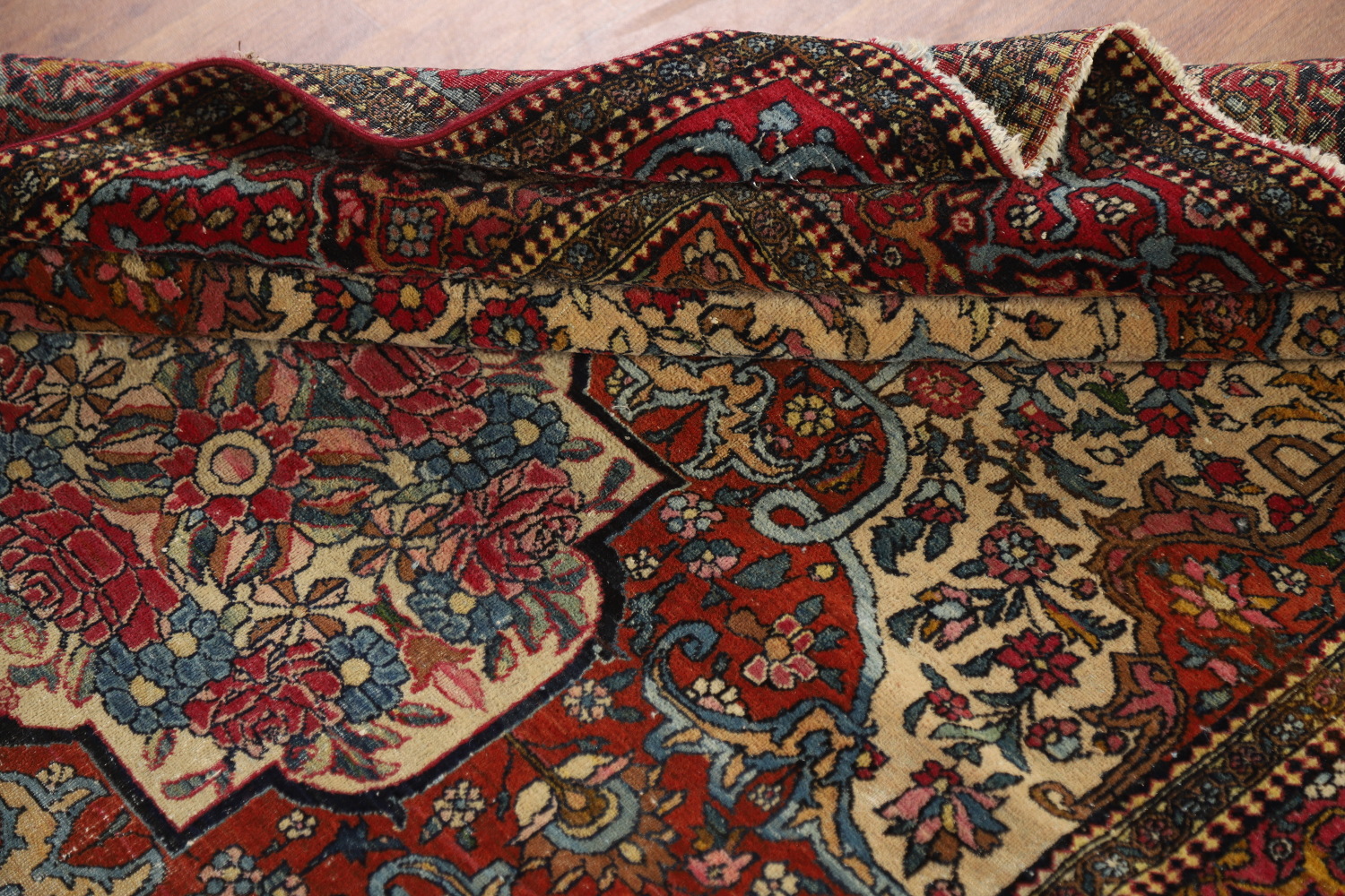 Pre-1900 Antique Vegetable Dye Isfahan Ahmad Persian Rug 4x7