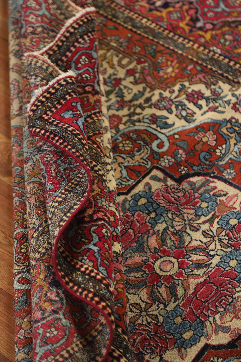 Pre-1900 Antique Vegetable Dye Isfahan Ahmad Persian Rug 4x7