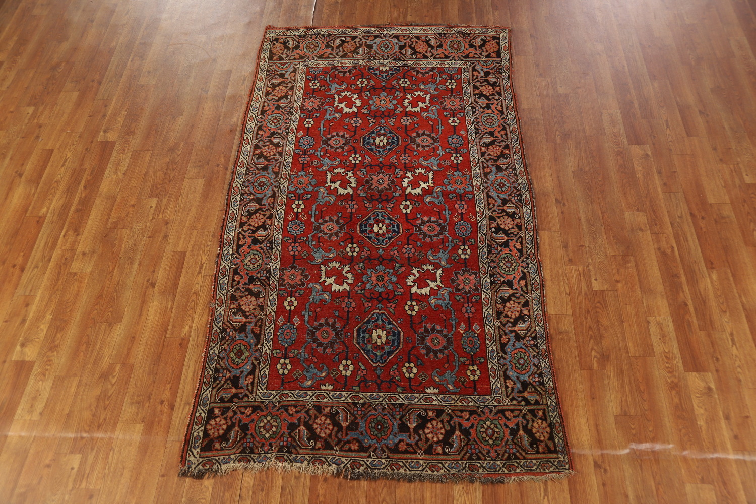 Vegetable Dye Wool Floral Heriz Serapi Persian Rug 4x7
