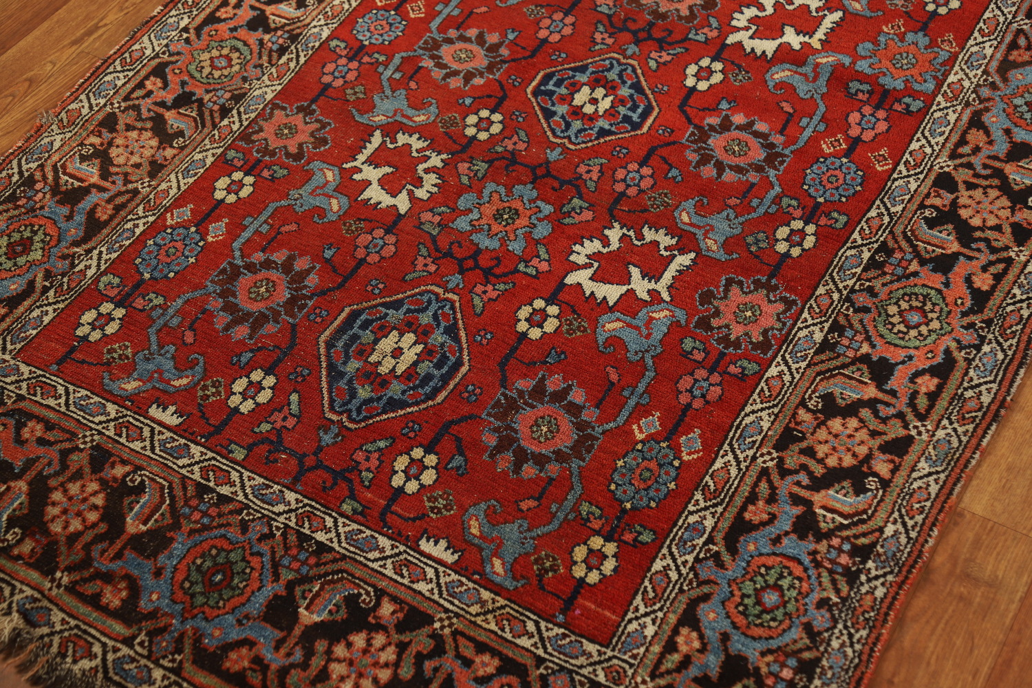 Vegetable Dye Wool Floral Heriz Serapi Persian Rug 4x7