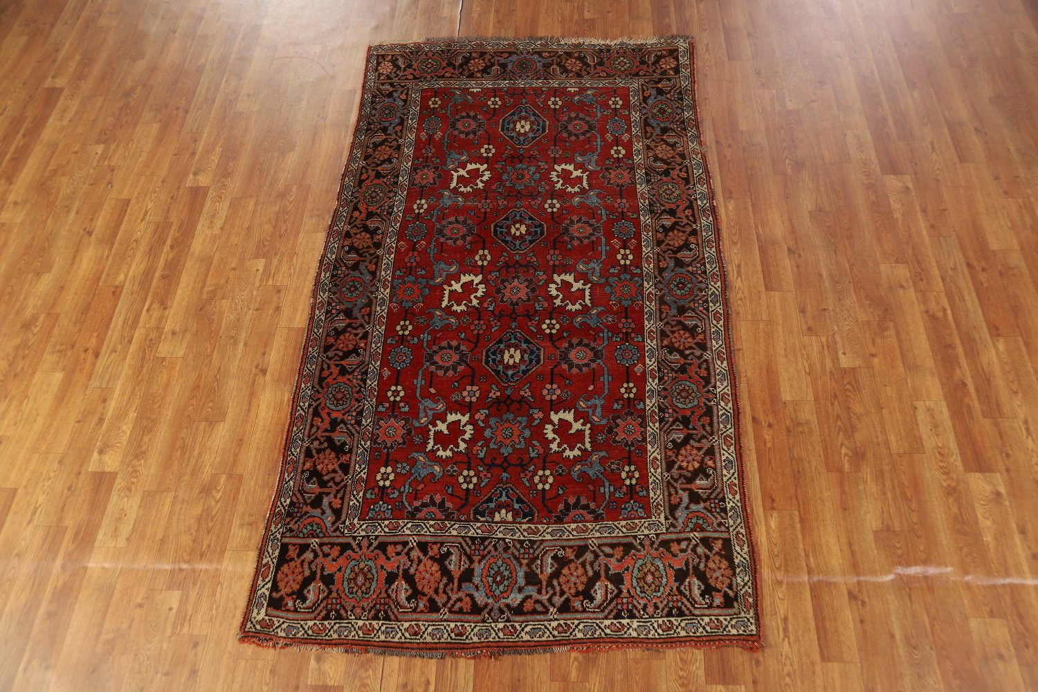 Vegetable Dye Wool Floral Heriz Serapi Persian Rug 4x7
