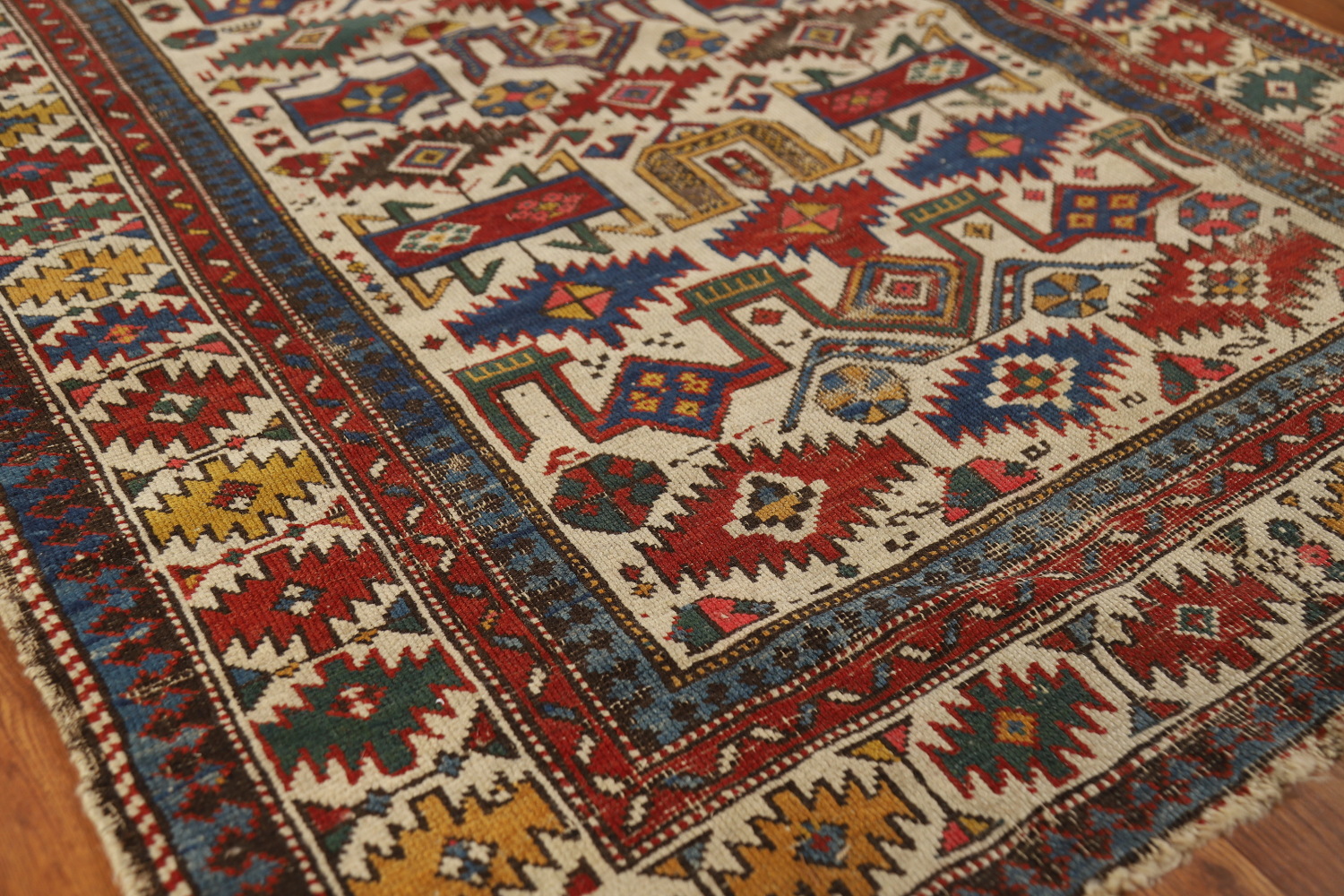 Pre-1900 Antique Vegetable Dye Kazak Oriental Rug 3x5