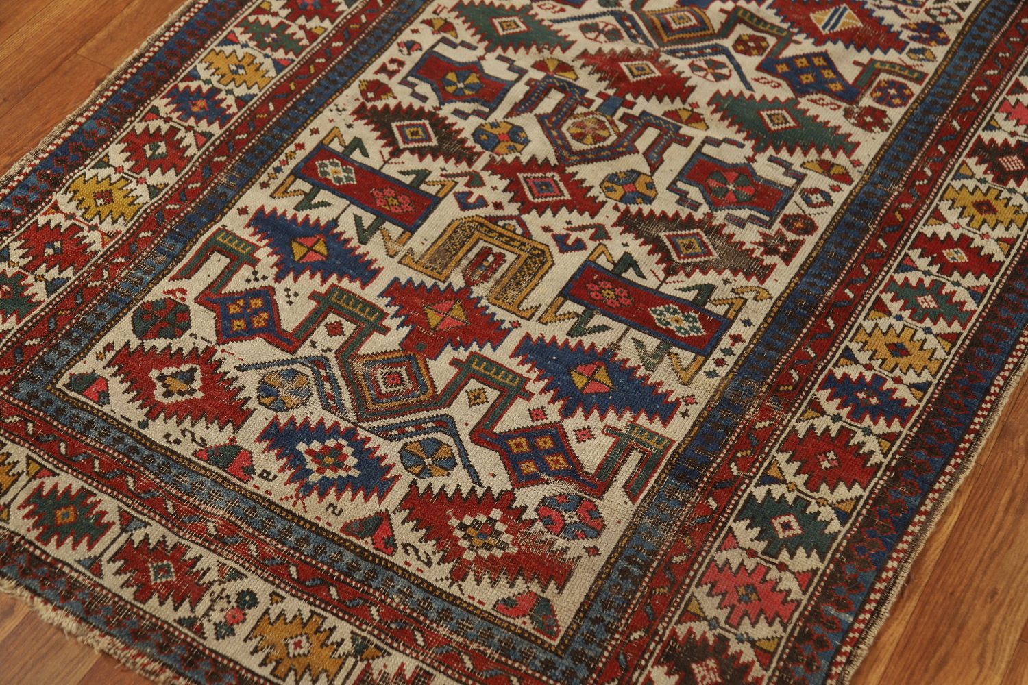 Pre-1900 Antique Vegetable Dye Kazak Oriental Rug 3x5