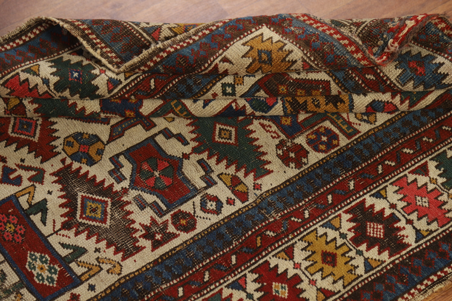 Pre-1900 Antique Vegetable Dye Kazak Oriental Rug 3x5