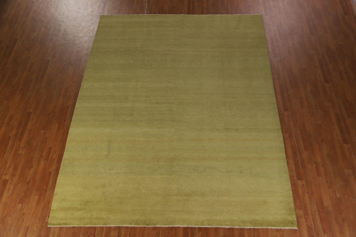 Vegetable Dye Green Gabbeh Persian Area Rug 9x12