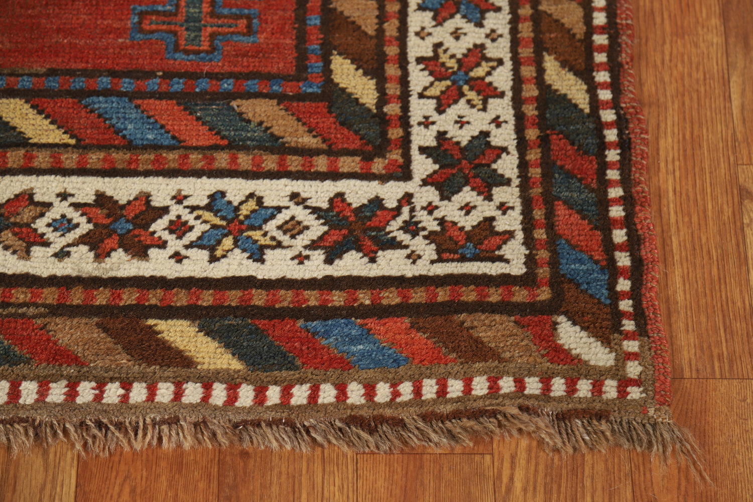 Pre-1900 Antique Kazak Vegetable Dye Runner Rug 4x13