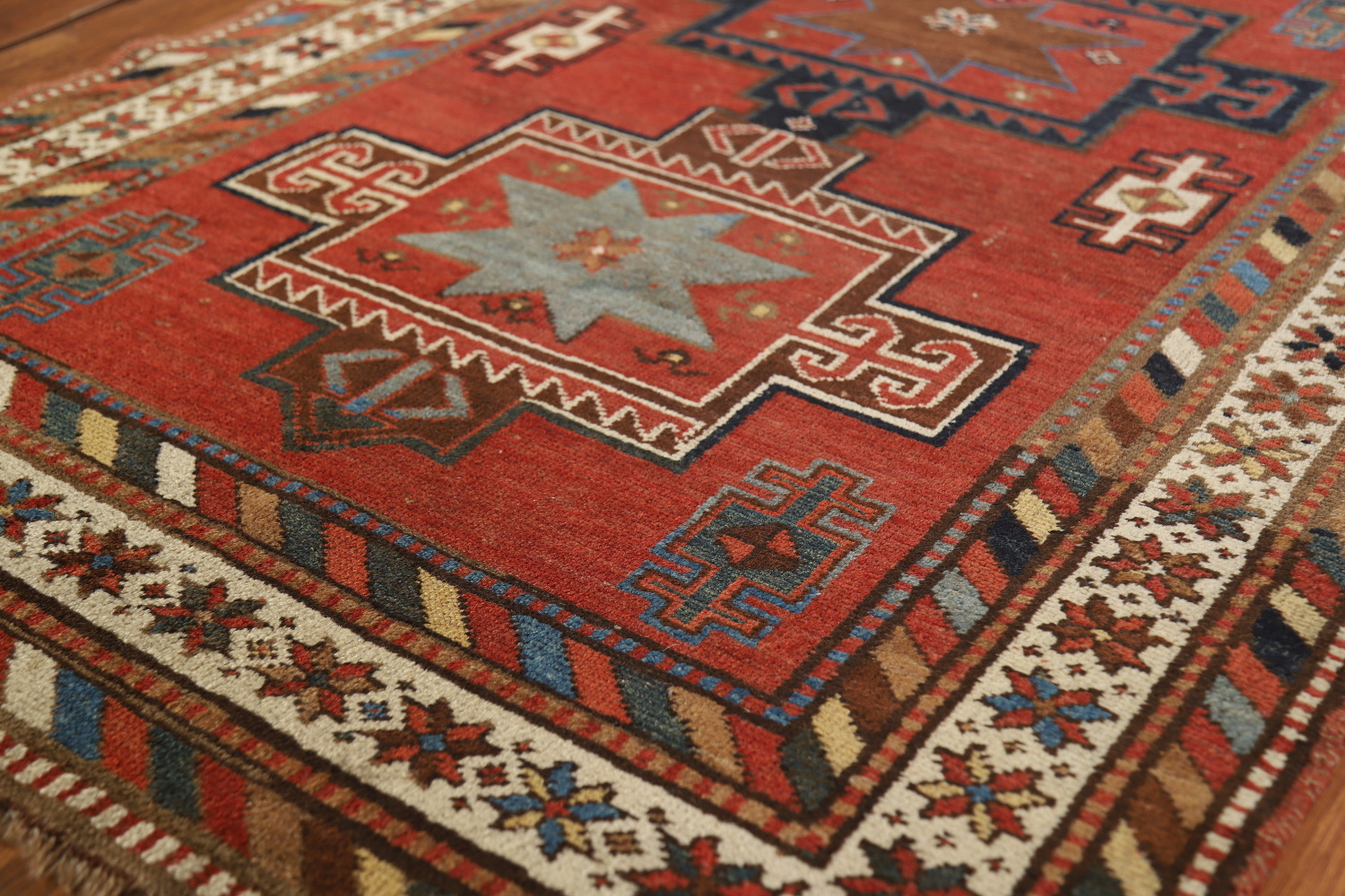 Pre-1900 Antique Kazak Vegetable Dye Runner Rug 4x13