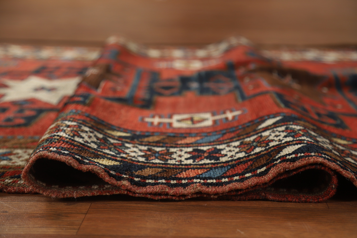 Pre-1900 Antique Kazak Vegetable Dye Runner Rug 4x13