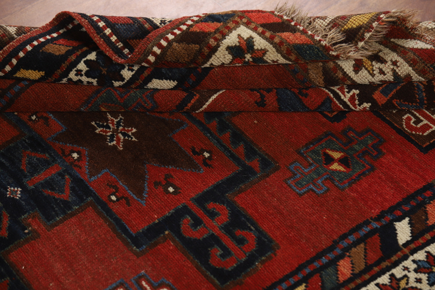 Pre-1900 Antique Kazak Vegetable Dye Runner Rug 4x13