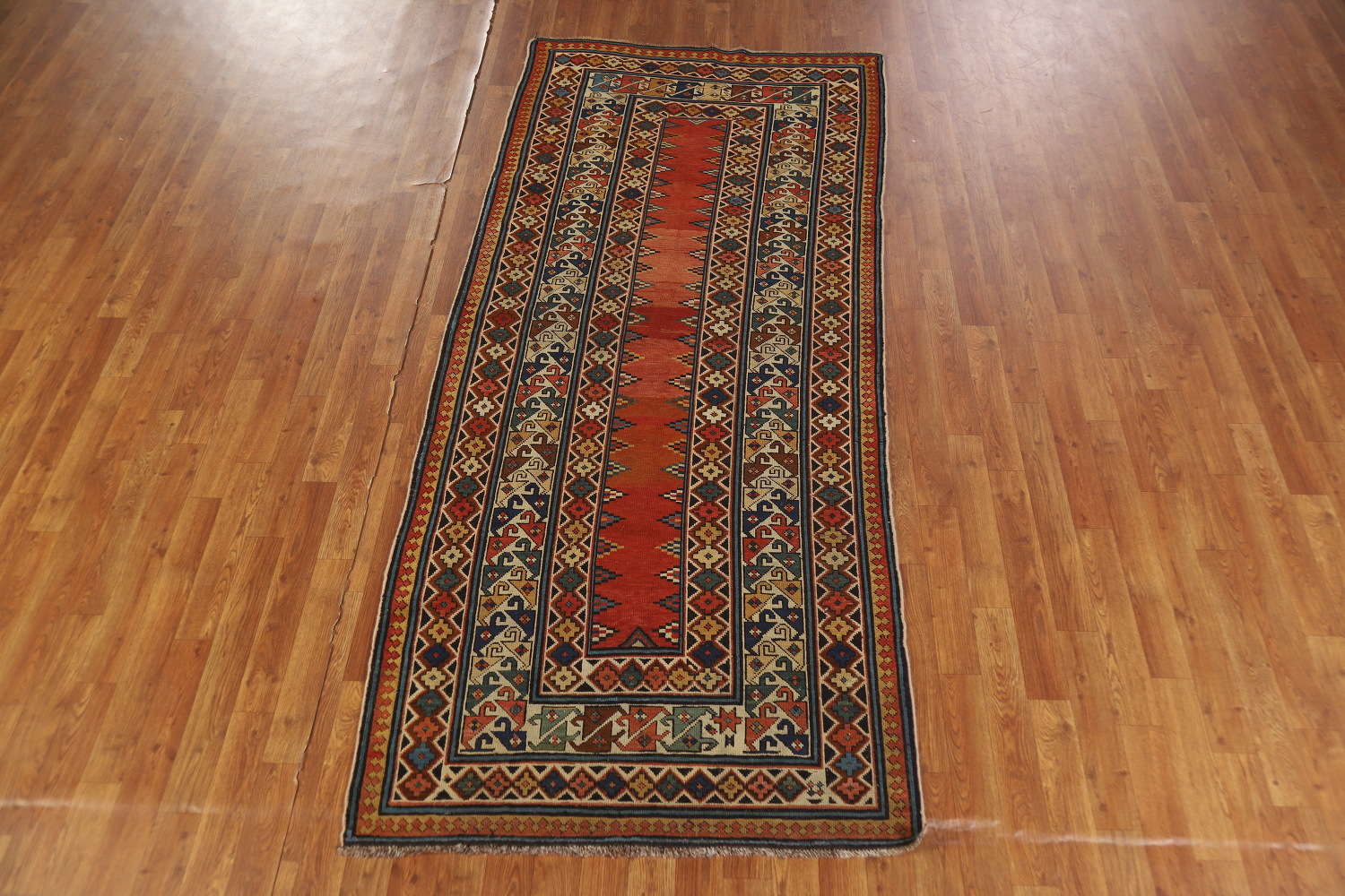 Pre-1900 Antique Wool Handmade Kazak Vegetable Dye Rug 4x8