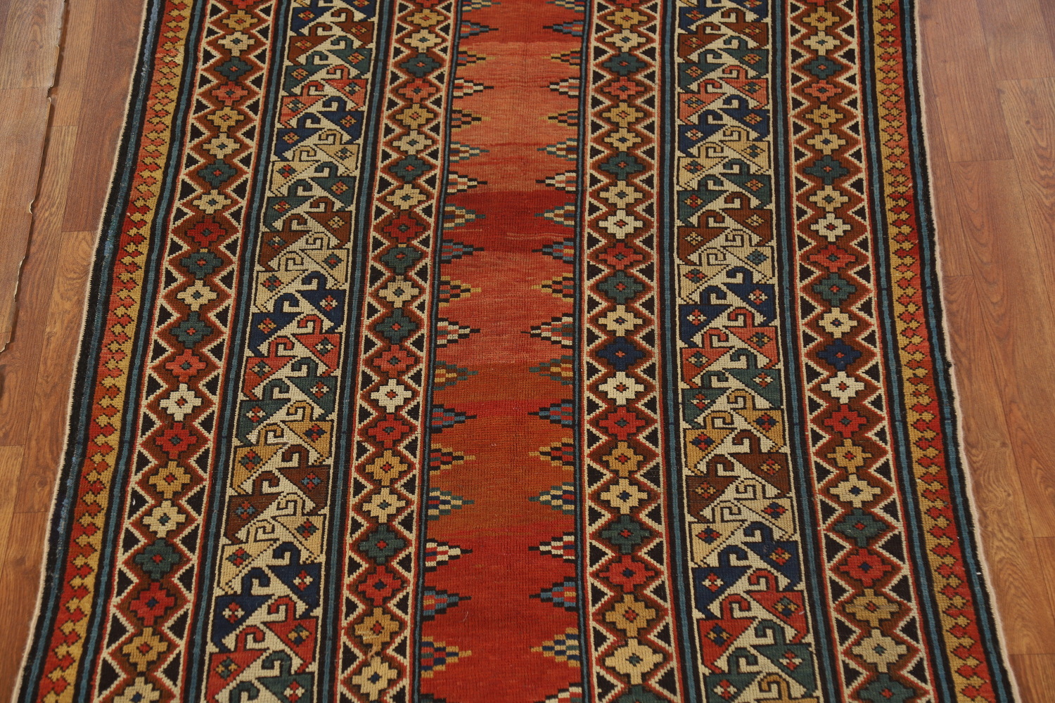 Pre-1900 Antique Wool Handmade Kazak Vegetable Dye Rug 4x8