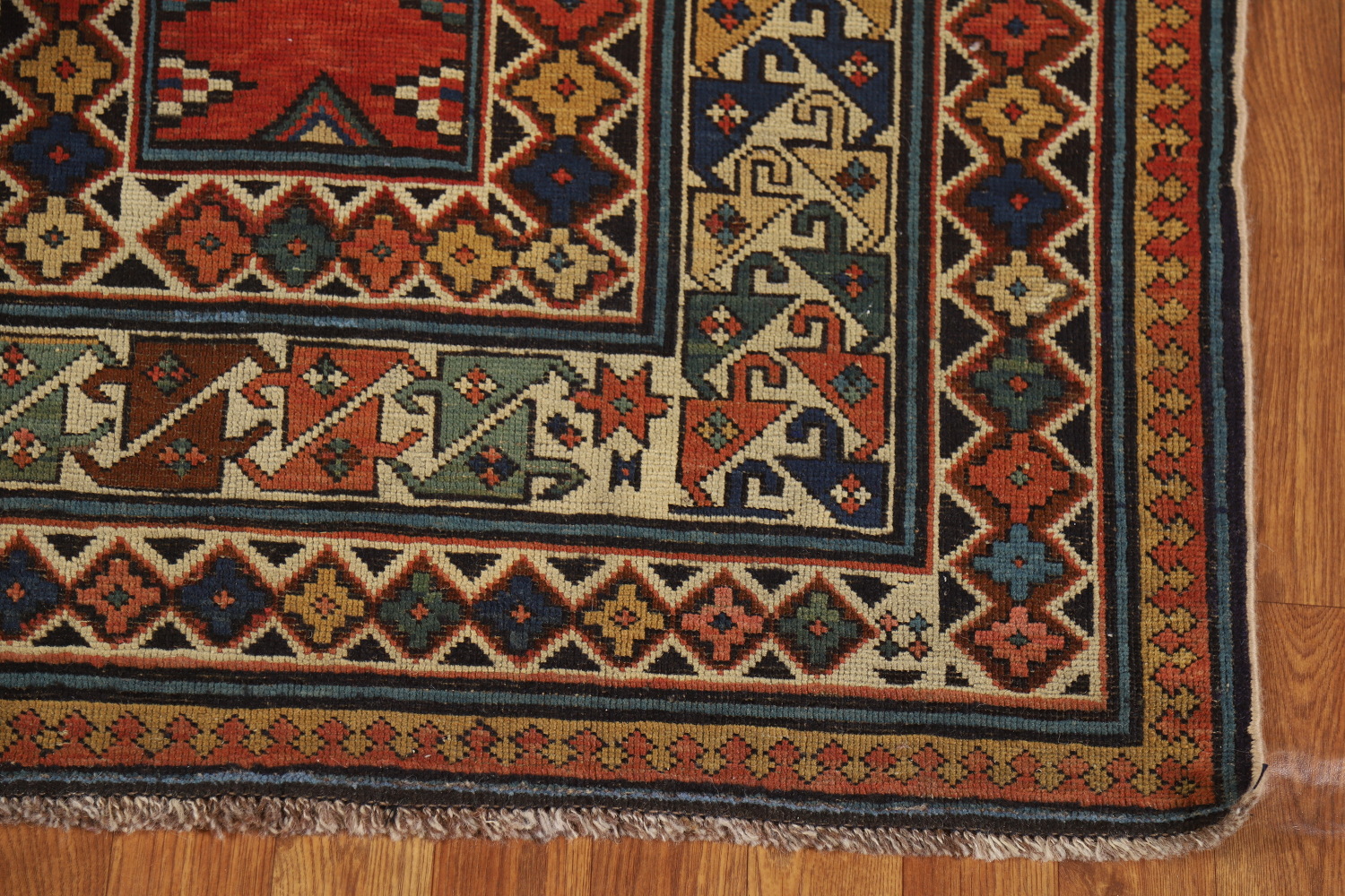 Pre-1900 Antique Wool Handmade Kazak Vegetable Dye Rug 4x8