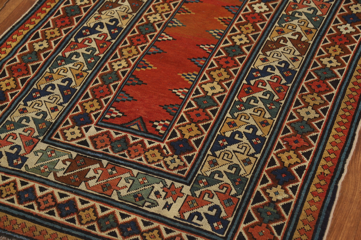 Pre-1900 Antique Wool Handmade Kazak Vegetable Dye Rug 4x8