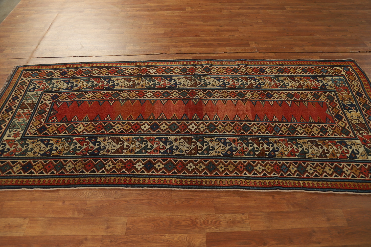 Pre-1900 Antique Wool Handmade Kazak Vegetable Dye Rug 4x8