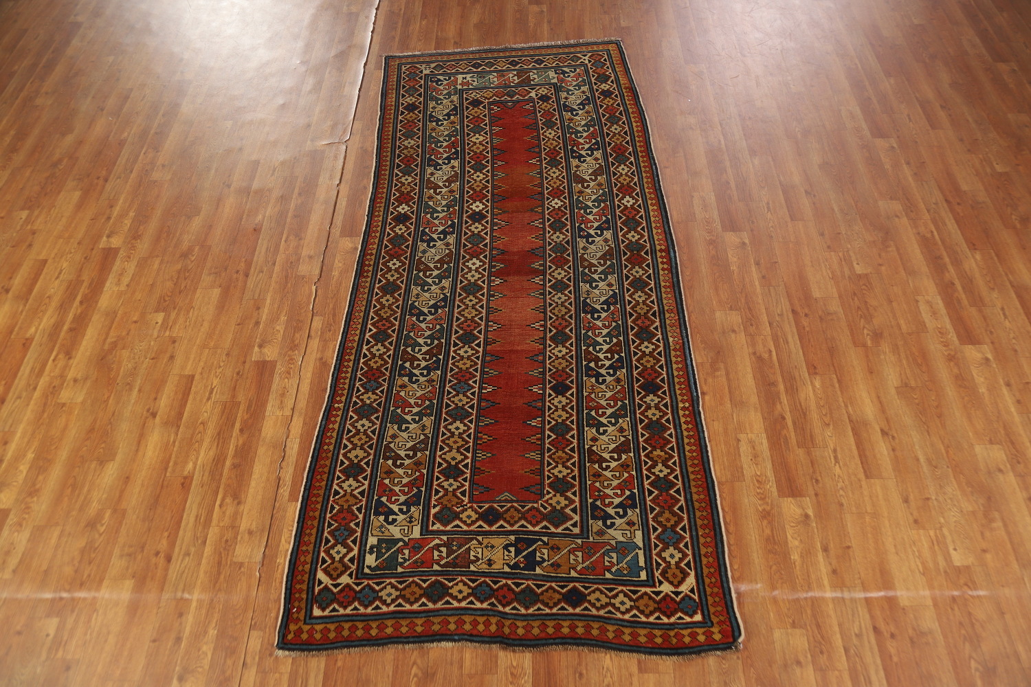 Pre-1900 Antique Wool Handmade Kazak Vegetable Dye Rug 4x8