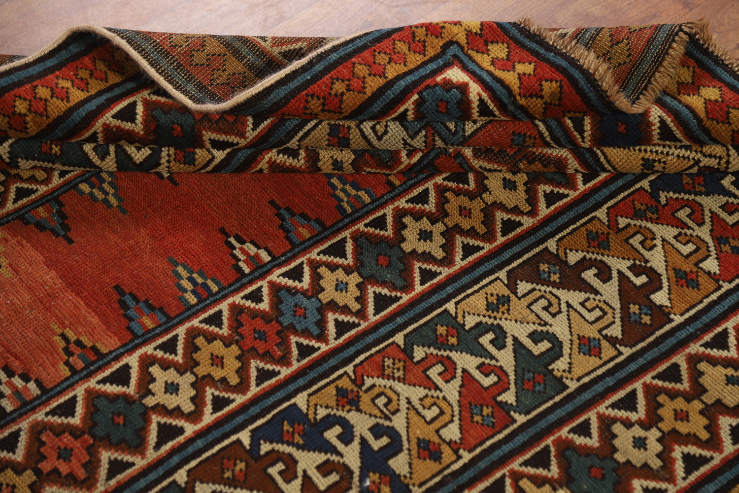 Pre-1900 Antique Wool Handmade Kazak Vegetable Dye Rug 4x8