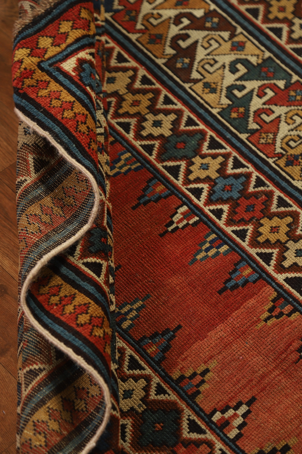 Pre-1900 Antique Wool Handmade Kazak Vegetable Dye Rug 4x8