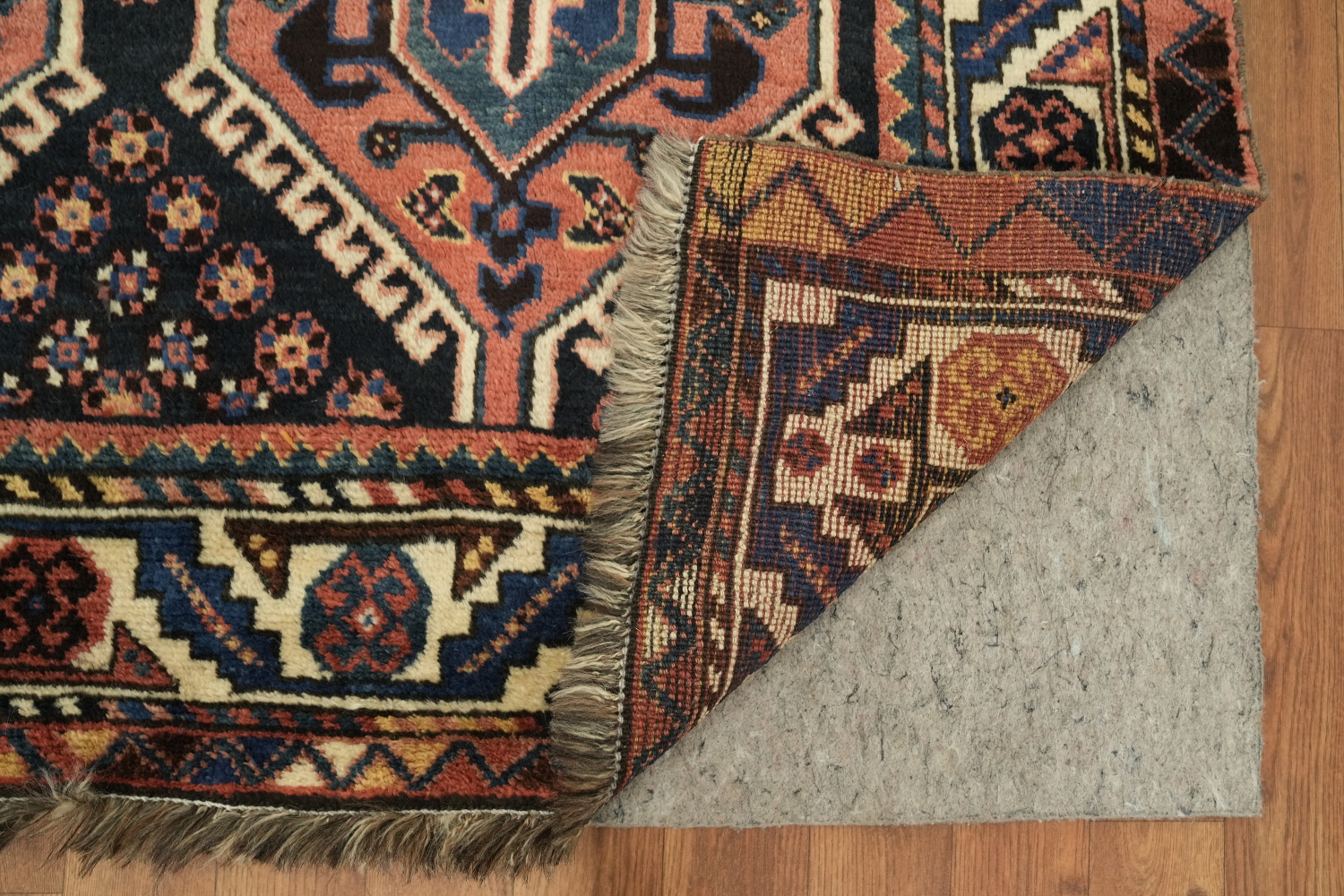 Vegetable Dye Wool Qashqai Persian Runner Rug 4x9