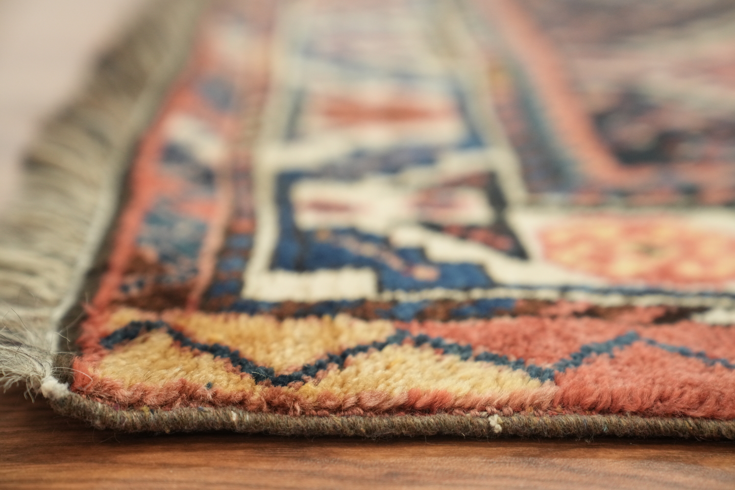 Vegetable Dye Wool Qashqai Persian Runner Rug 4x9