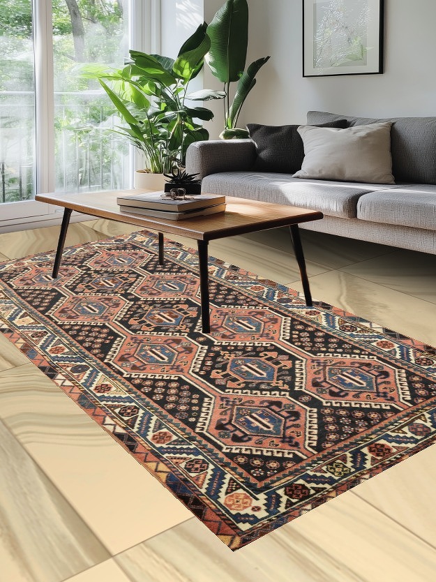 Vegetable Dye Wool Qashqai Persian Runner Rug 4x9