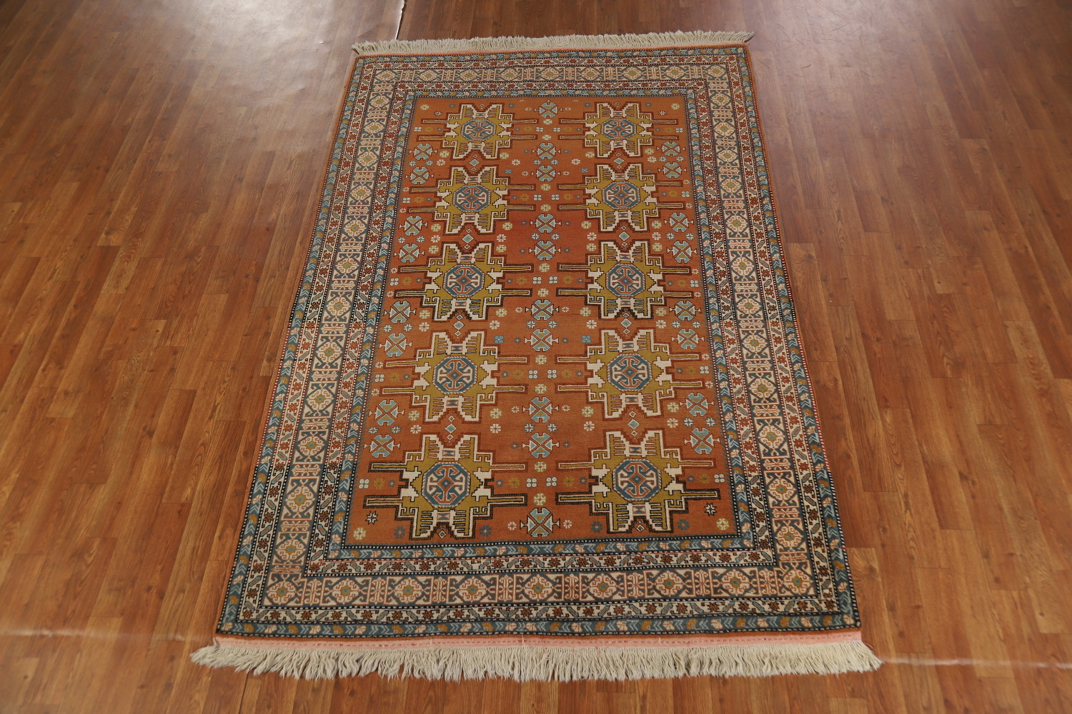 Orange Wool Vegetable Dye Sumak Persian Rug 5x7