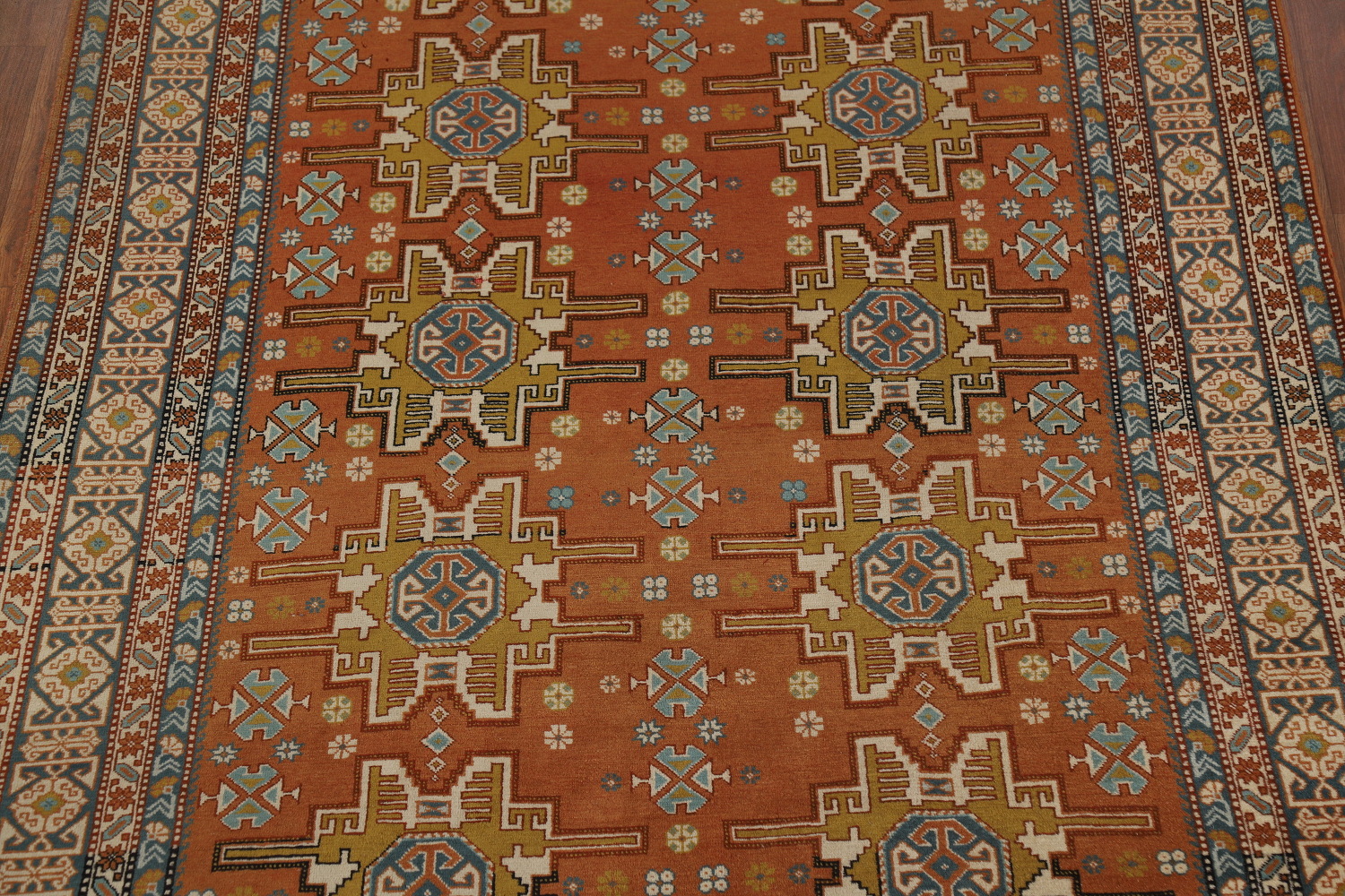 Orange Wool Vegetable Dye Sumak Persian Rug 5x7