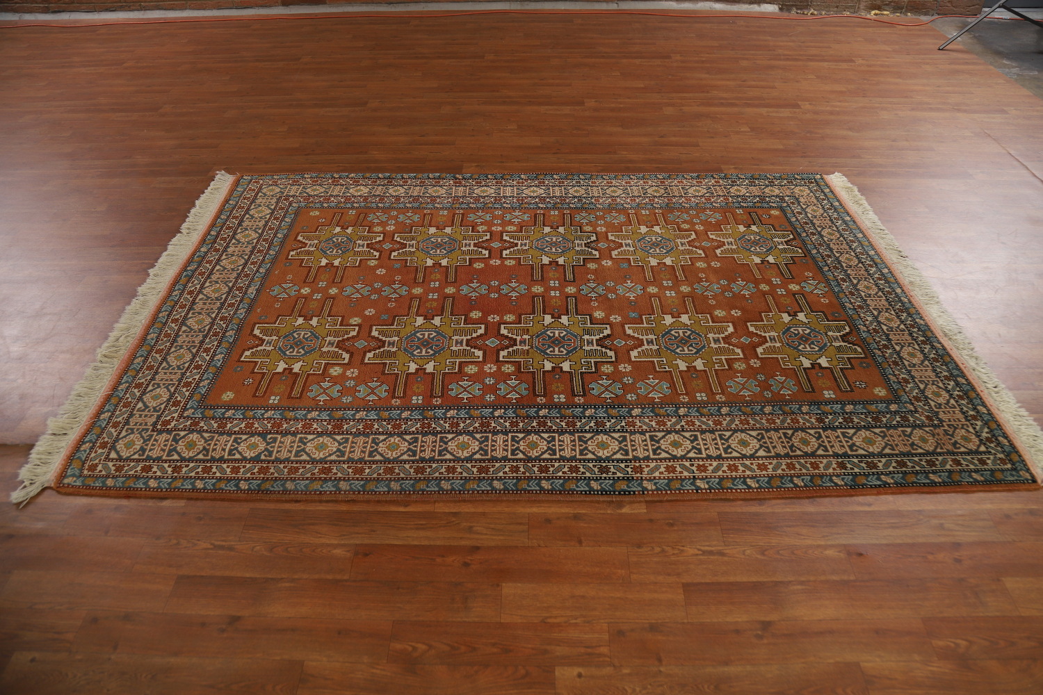 Orange Wool Vegetable Dye Sumak Persian Rug 5x7
