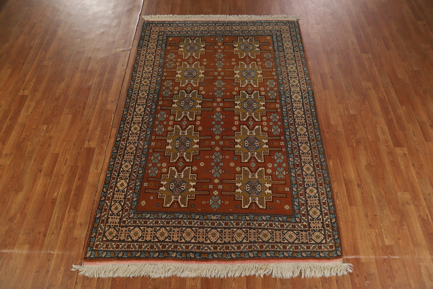 Orange Wool Vegetable Dye Sumak Persian Rug 5x7