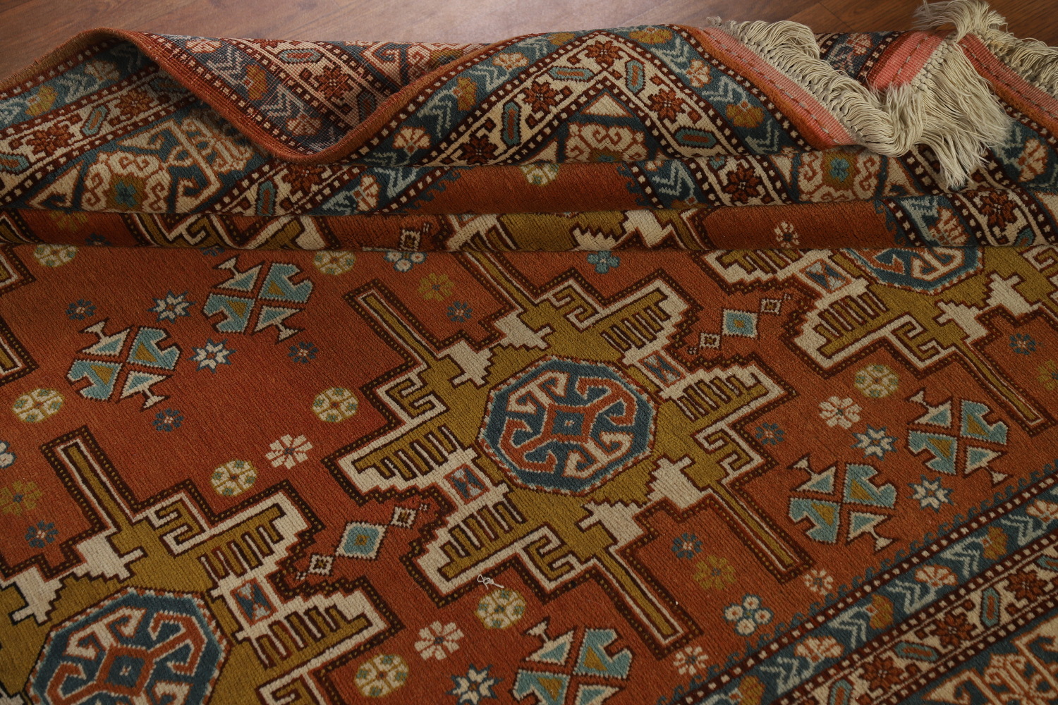 Orange Wool Vegetable Dye Sumak Persian Rug 5x7